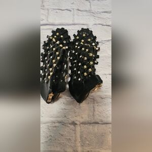 Free People Gold And Crystal Studded Gladiator Leather Sandals US 10